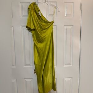 Fleur du mal Elegant Lime Green One-Shoulder Dress women’s size 8